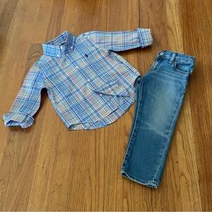 Ralph Lauren Boy’s Poplin Shirt and Hampton Straight Jeans Set